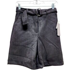 Women's NWT Faux Suede Shorts size S  Solid Black Midi Extreme High Rise